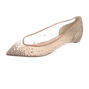 Christian Louboutin Gold and Crystal Embellished Flats. Excellent wedding shoe!